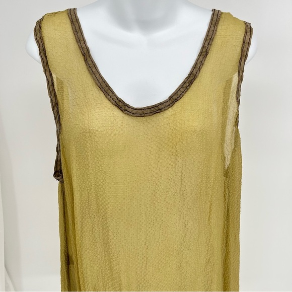 Cynthia Ashby Womens Sheer Green Silk Tulle Dress Size S Sleeveless Pockets - Picture 2 of 10